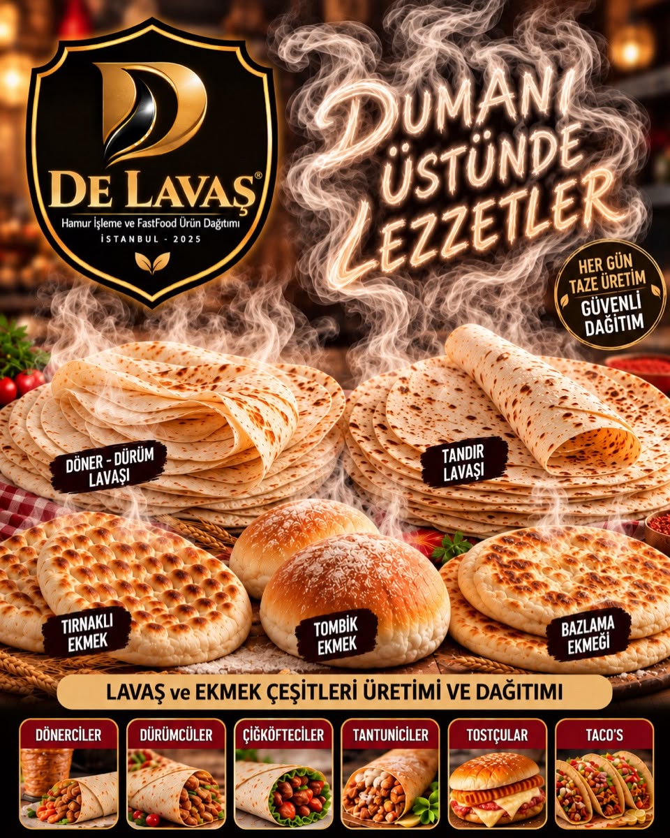De Lavaş lavaş ve ekmek çeşitleri: dürüm lavaşı, tandır lavaşı, tırnaklı, tombik ve bazlama ekmeği
