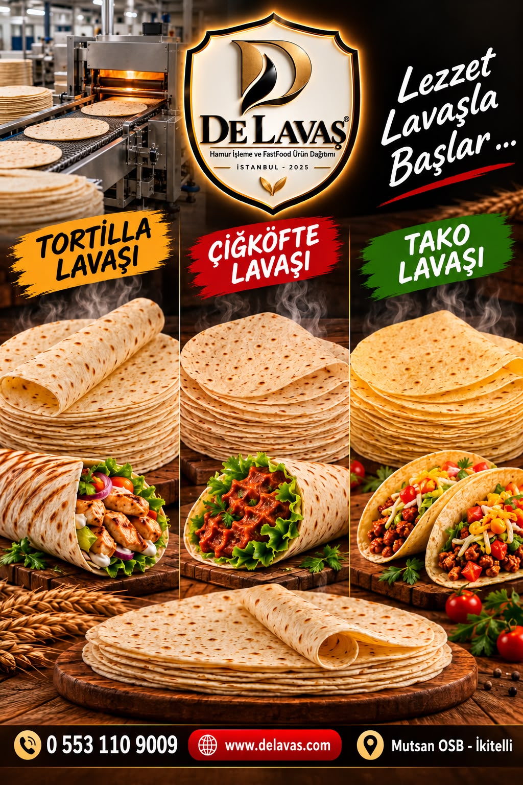 Tortilla, çiğ köfte ve tako lavaşı broşürü: Lezzet lavaşla başlar